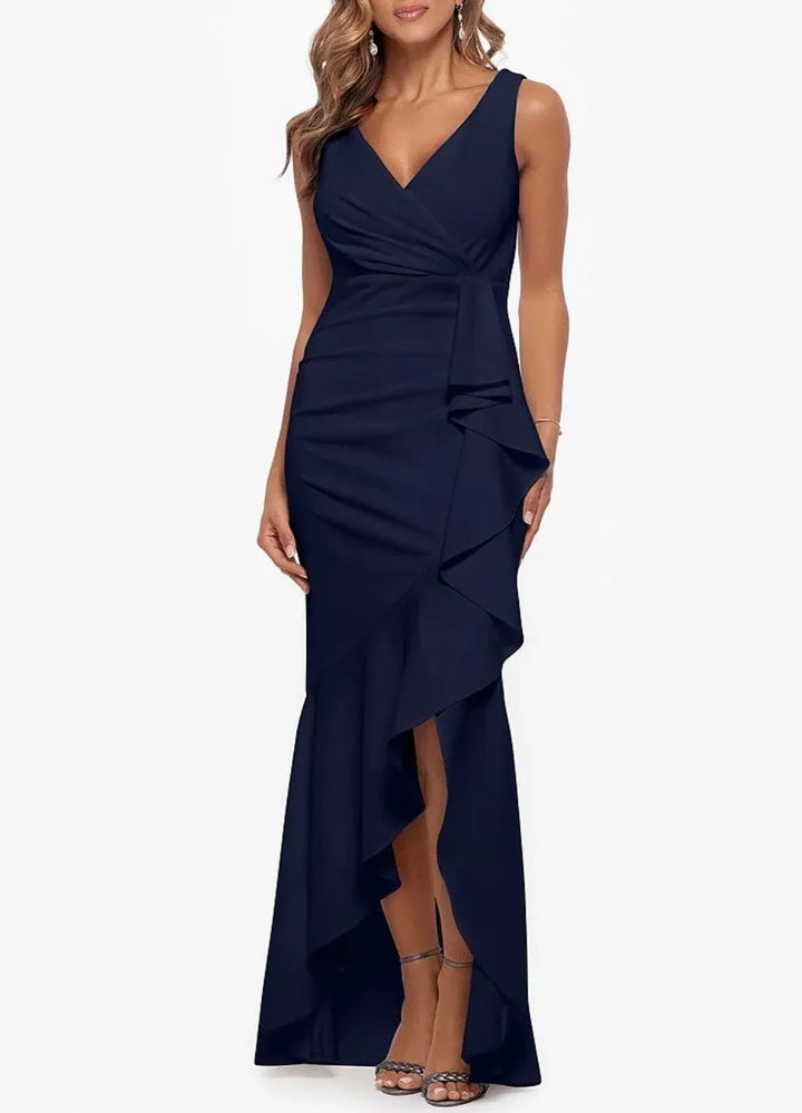 AQUA Cascade Ruffle Gown