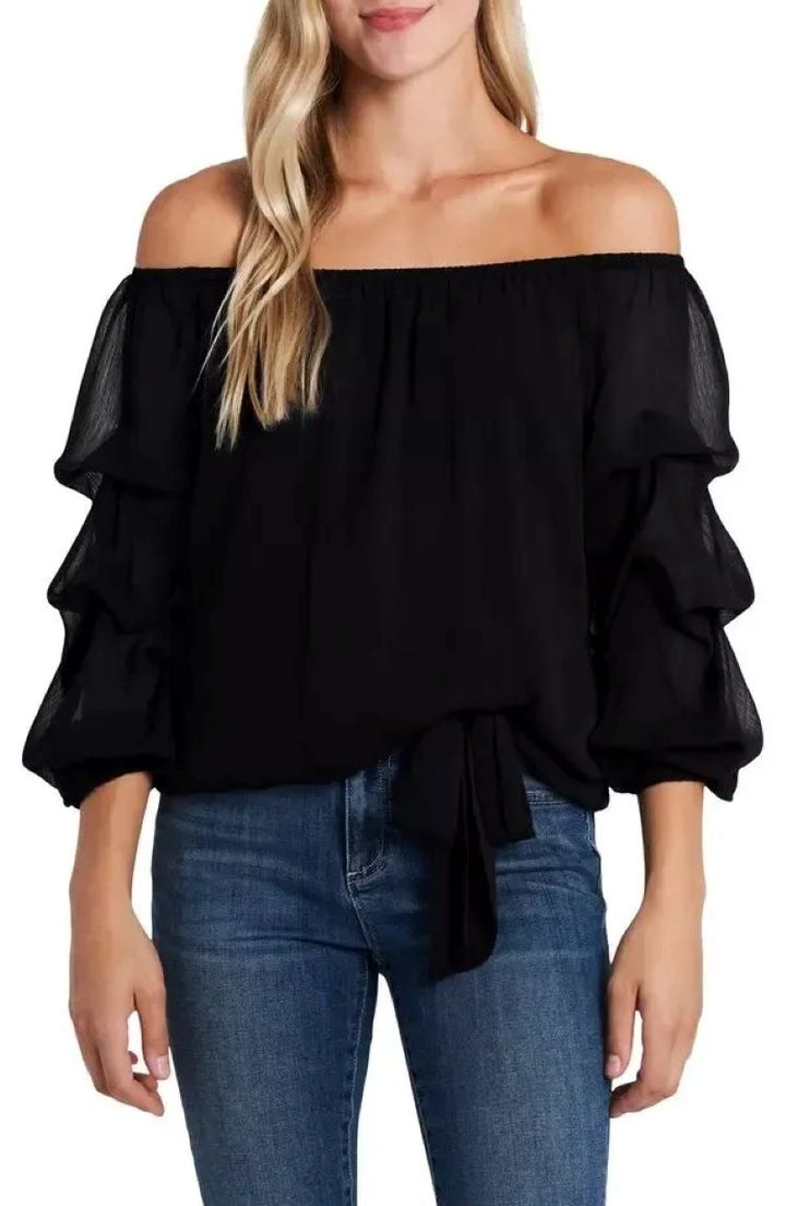 CeCe Off-the-Shoulder Balloon-Sleeve Blouse