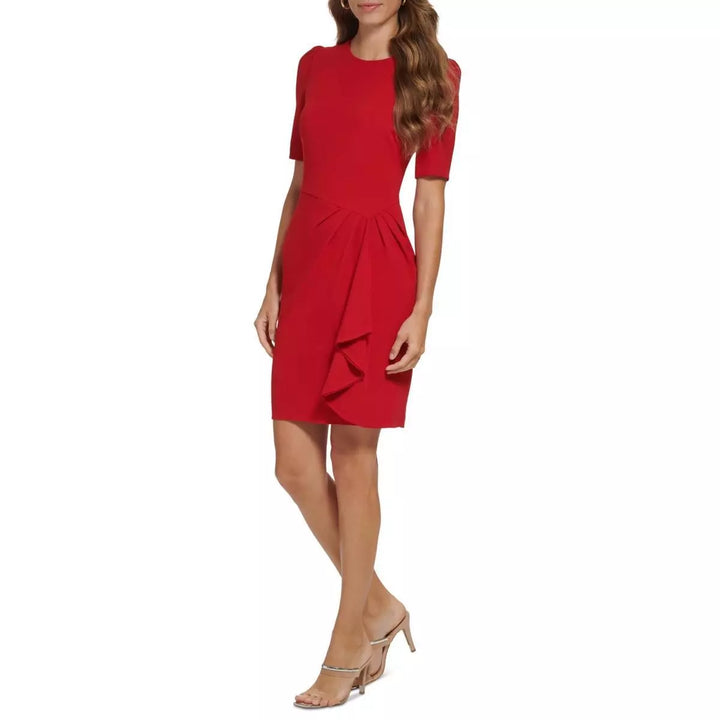 DKNY Puff-Sleeve Draped-Detail Sheath Dress