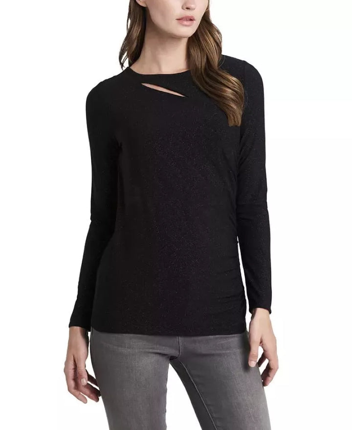 Vince Camuto Sparkle Jersey Cutout Top