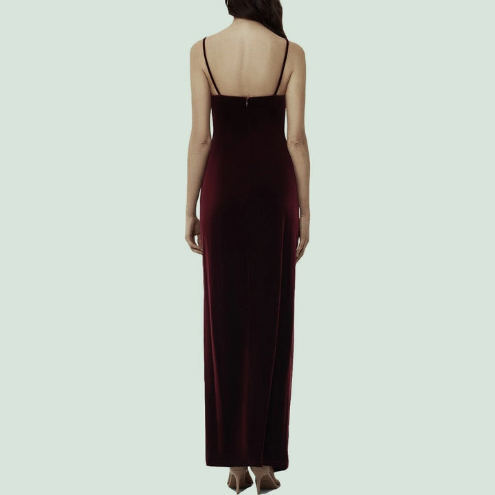 B&A by Betsy & Adam Draped Velvet Slit Gown