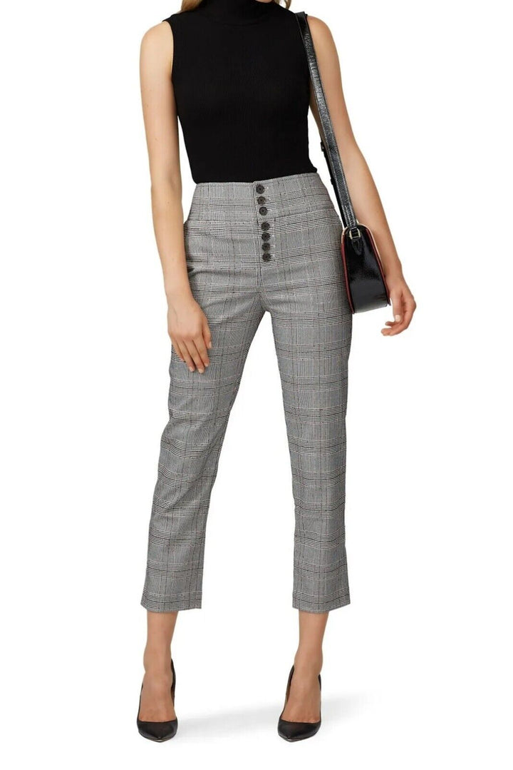 Joie Abony Glen Plaid Cropped Straight-Leg Trousers