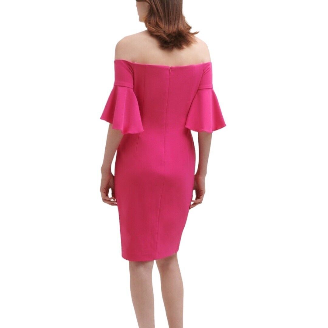 Calvin Klein Off-the-Shoulder Ruffled-Cuff Dress