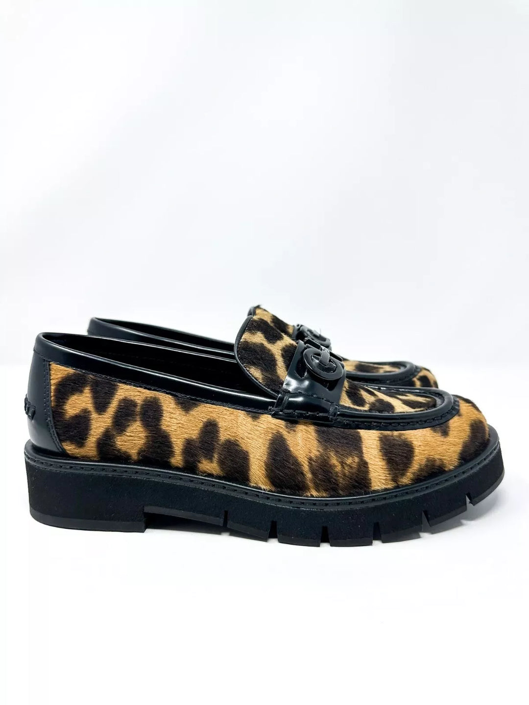 Ferragamo Ofelia Leopard Print Calf Hair Moc Toe Loafers