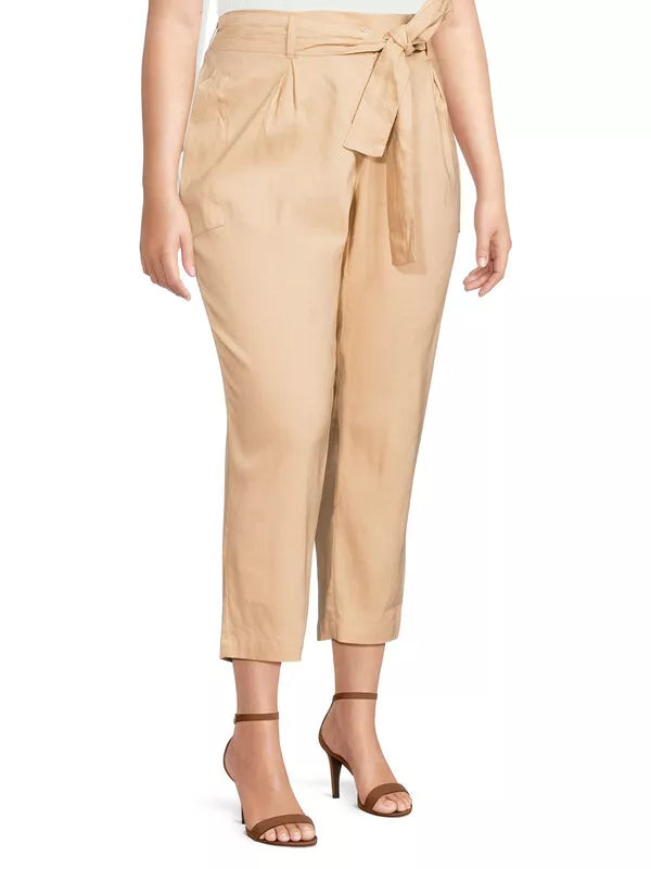 Calvin Klein Plus Size High-Rise Tie-Waist Pants