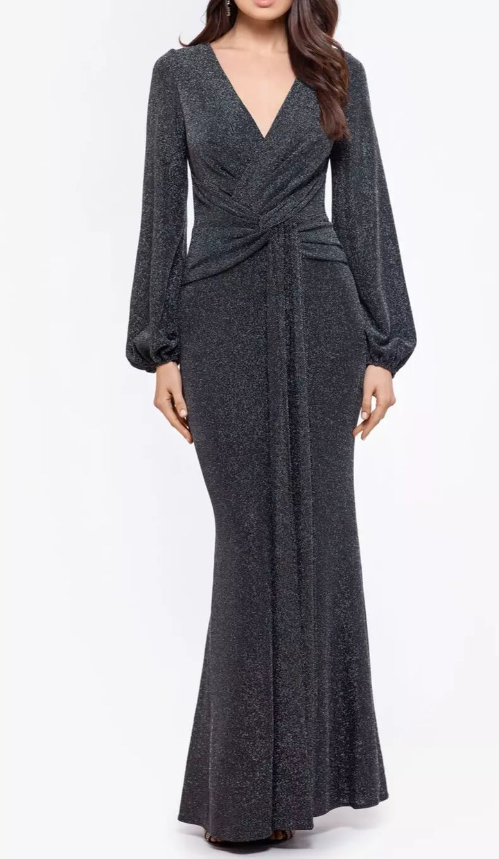 Betsy & Adam Metallic Knotted Gown