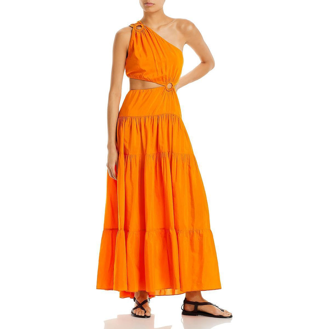 Farm Rio Orange Asymmetrical Tiered Maxi Dress DGFOutlet Farm Rio Orange Asymmetrical Tiered Maxi Dress DGFOutlet