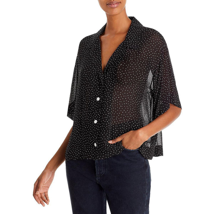 rag & bone Reed Semi Sheer Polka Dot Shirt