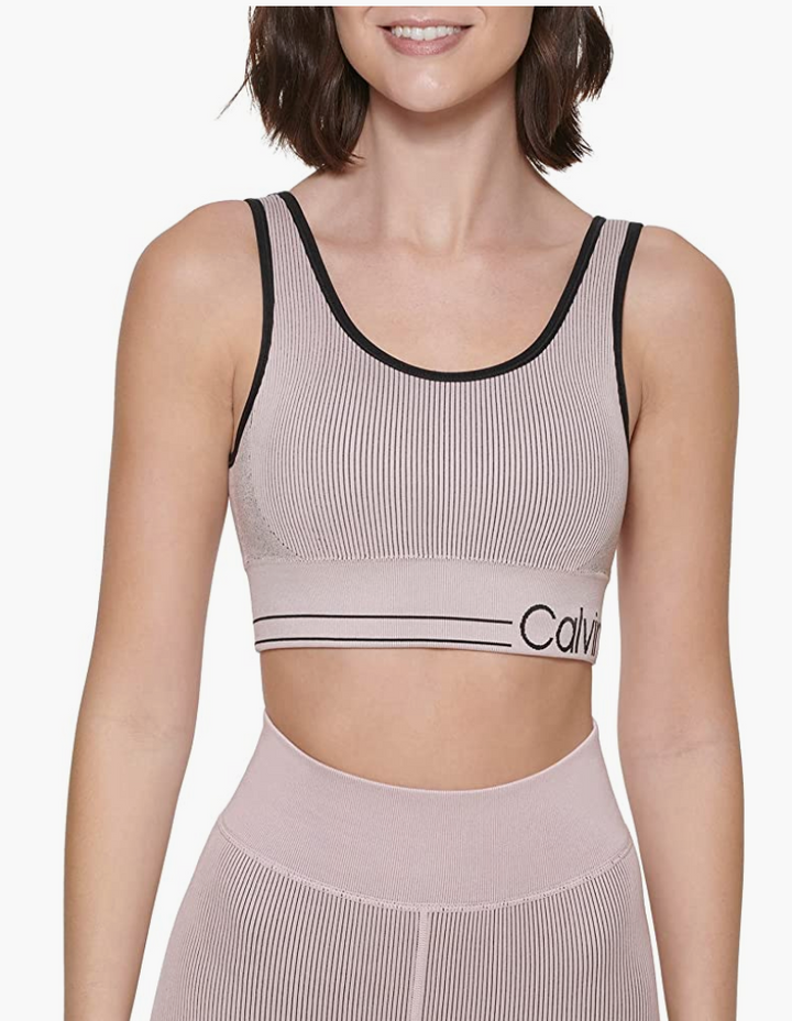 Calvin Klein Performance Sujetador deportivo acanalado sin costuras MSRP $ 39 Talla L # U5 362 NUEVO