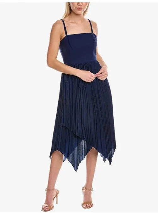 Aidan by Aidan Mattox Pleated Asymmetrical Hem Dress