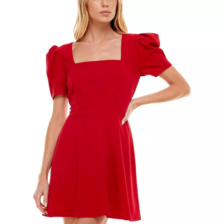 Speechless Square Neck Puff Sleeve Fit & Flare Dress