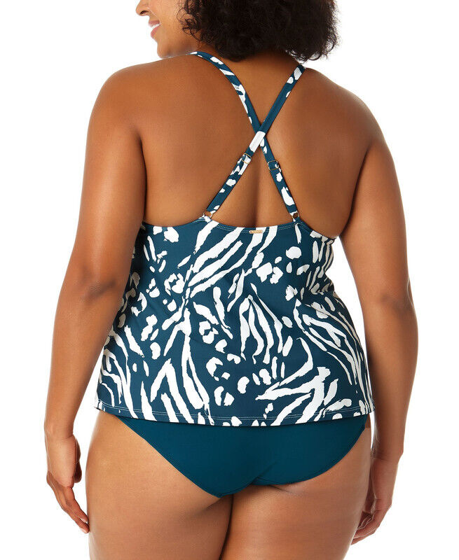 Anne Cole Plus Size Printed Crisscross Tankini Top