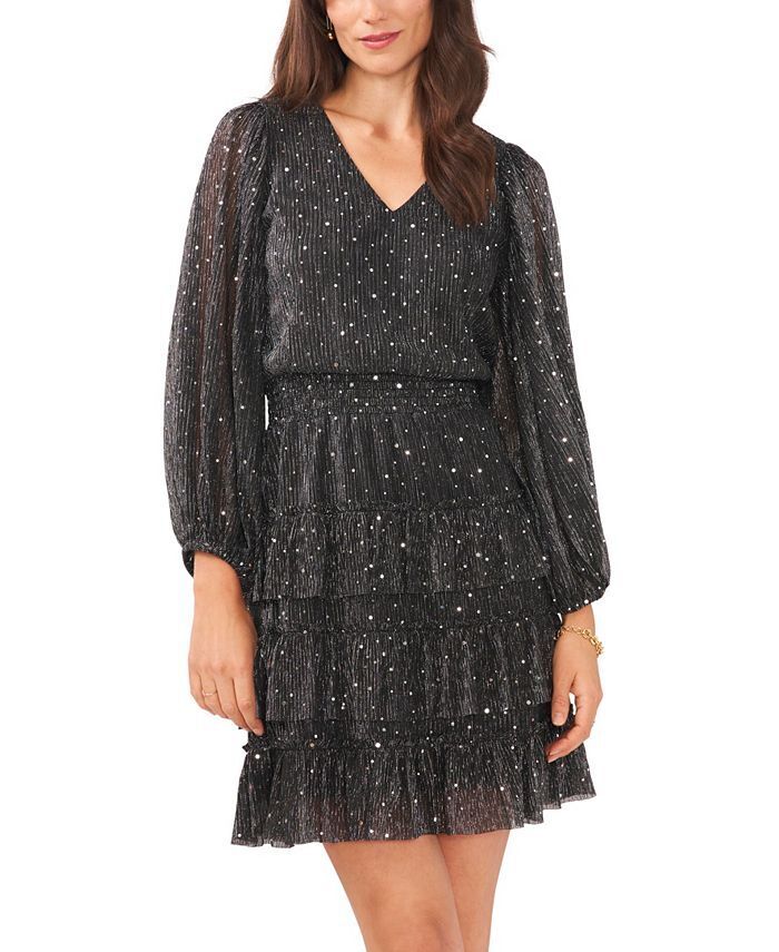 VINCE CAMUTO Sparkle Dot Tiered Dress