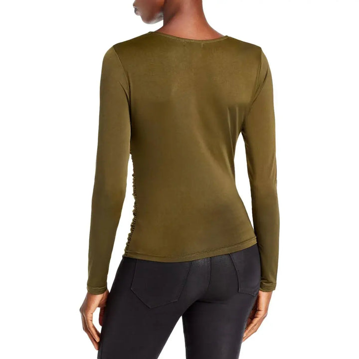 AQUA Ruched Long Sleeve Top