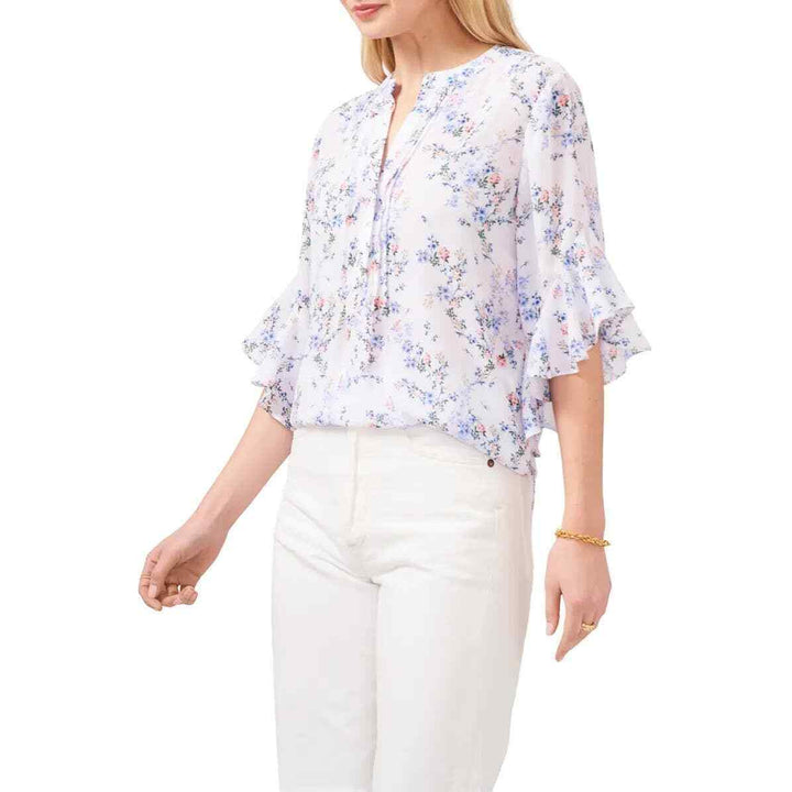 Vince Camuto Rosey Vines Flutter Sleeve Blouse