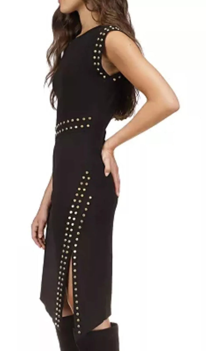 MICHAEL MICHAEL KORS Petite Astor Studded Side-Slit Midi Dress DGFOutlet MICHAEL MICHAEL KORS Petite Astor Studded Side-Slit Midi Dress DGFOutlet