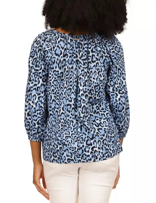 MICHAEL MICHAEL KORS Wildcat-Print Peasant Top