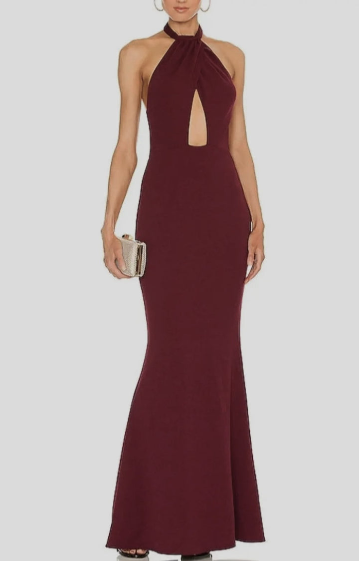 Katie May Petra Cutout Halter Gown