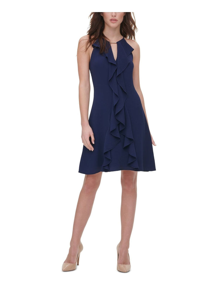 kensie Halter-Neck Ruffle Dress