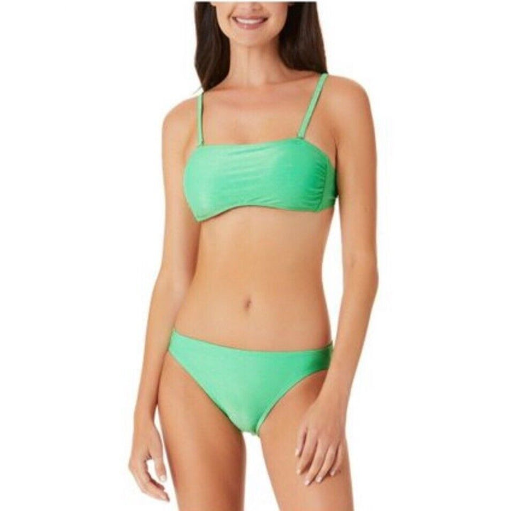 California Waves Juniors' Metallic Shine Bandeau Bikini Top