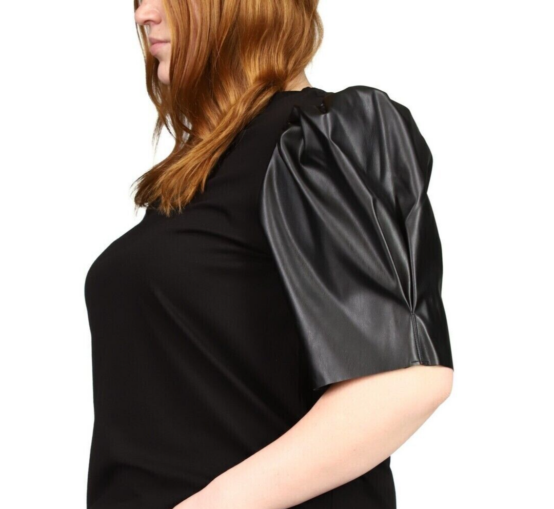 MICHAEL Michael Kors Plus Size Faux Leather Puff-Sleeve Dress