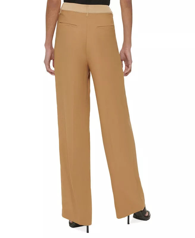 DKNY Mixed-Media Wide-Leg Pants