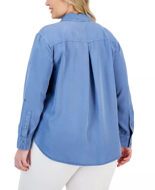 Calvin Klein Jeans Trendy Plus Size Utility Shirt