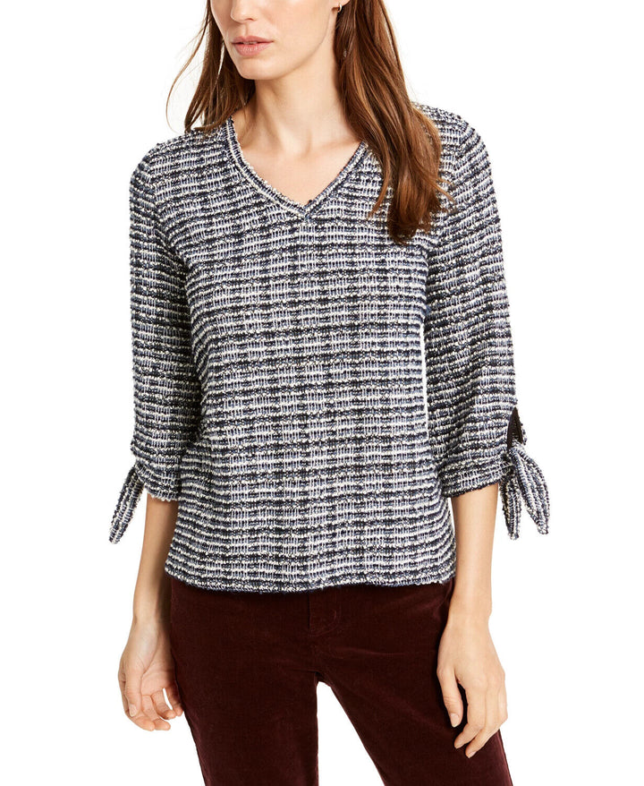 Vince Camuto Printed Tie-Sleeve Top