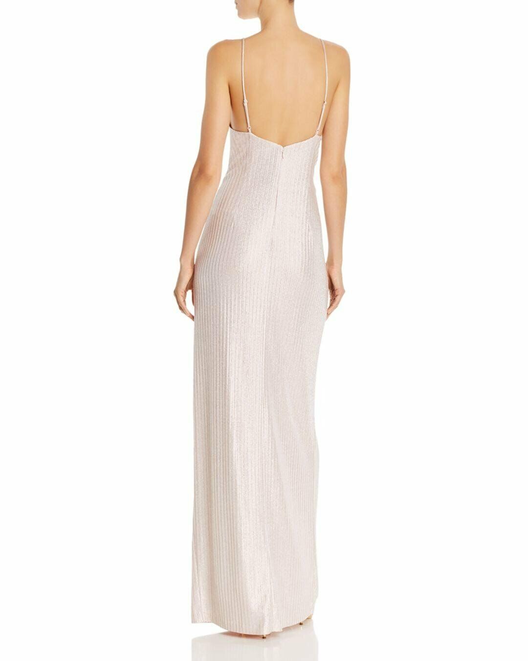 Aidan by Aidan Mattox Metallic Faux-Wrap Gown