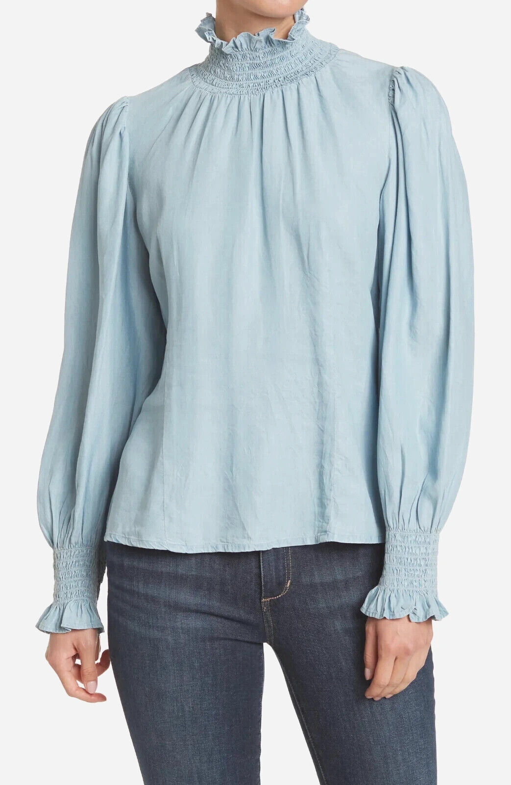 Vince Camuto Smocked-Neck Top