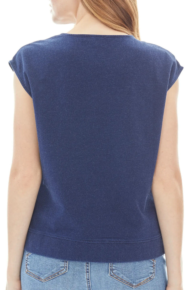 Jones New York Cap Sleeve Cotton Blend Knit Top
