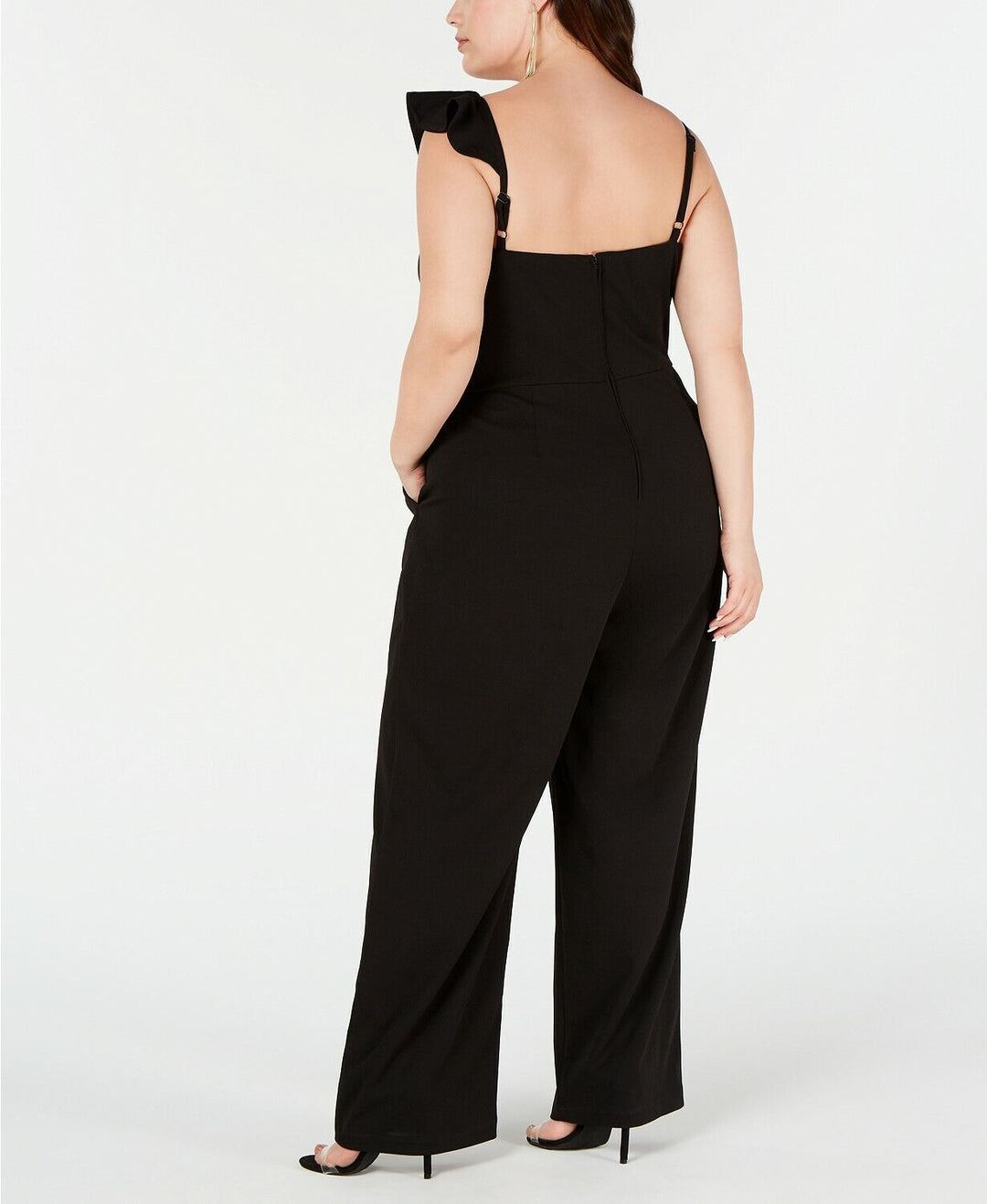 Teeze Me Plus Size One-Shoulder Ruffle Jumpsuit