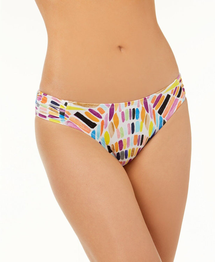 Bar III Printed Side-Cinch Hipster Bikini Bottoms