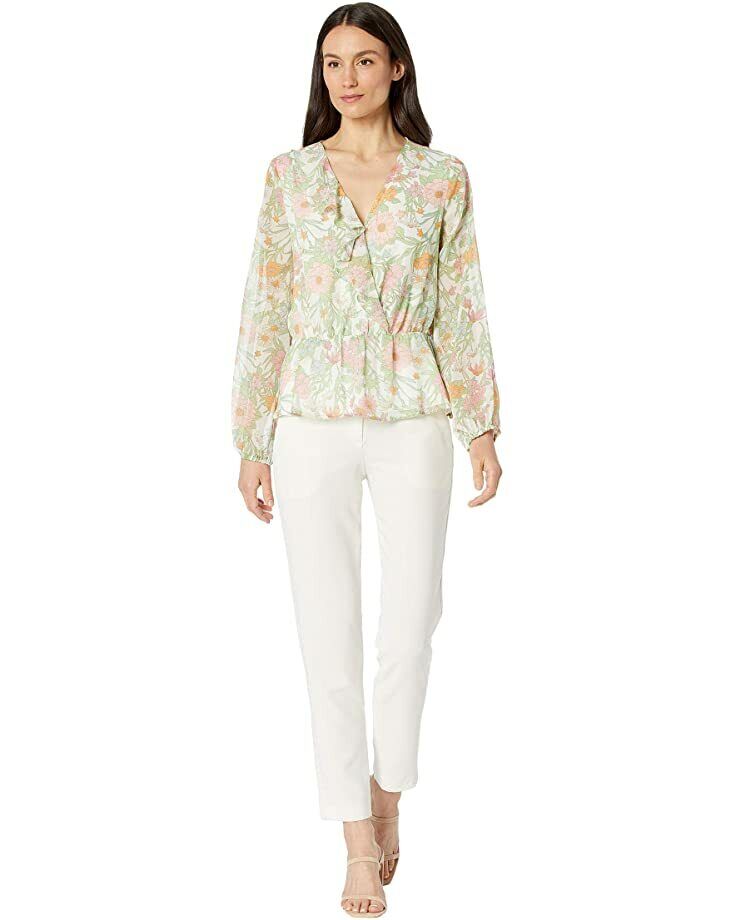 Vince Camuto Long Sleeve Ruffled Garden Wrap Blouse