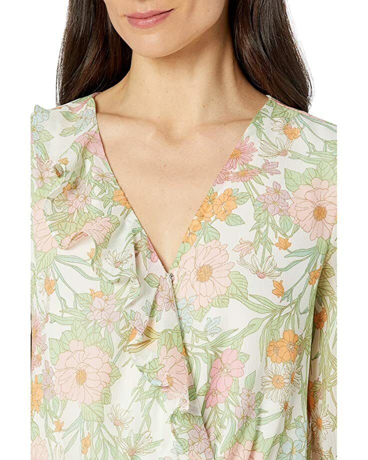 Vince Camuto Long Sleeve Ruffled Garden Wrap Blouse