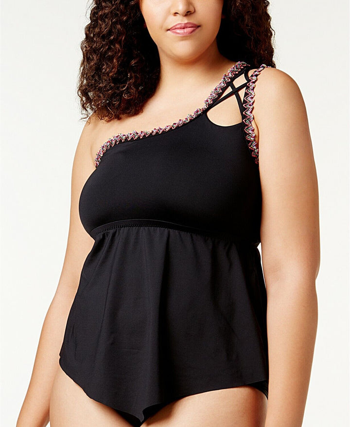 Becca ETC Plus Size One-Shoulder Tankini Top