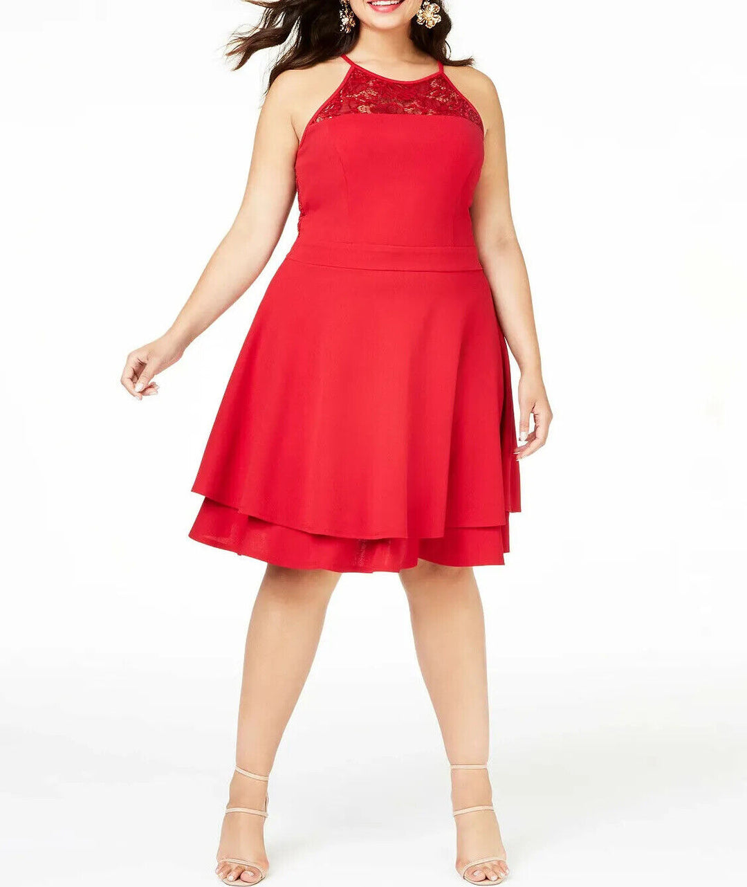 Emerald Sundae Trendy Plus Size Double-Layer Scuba Dress