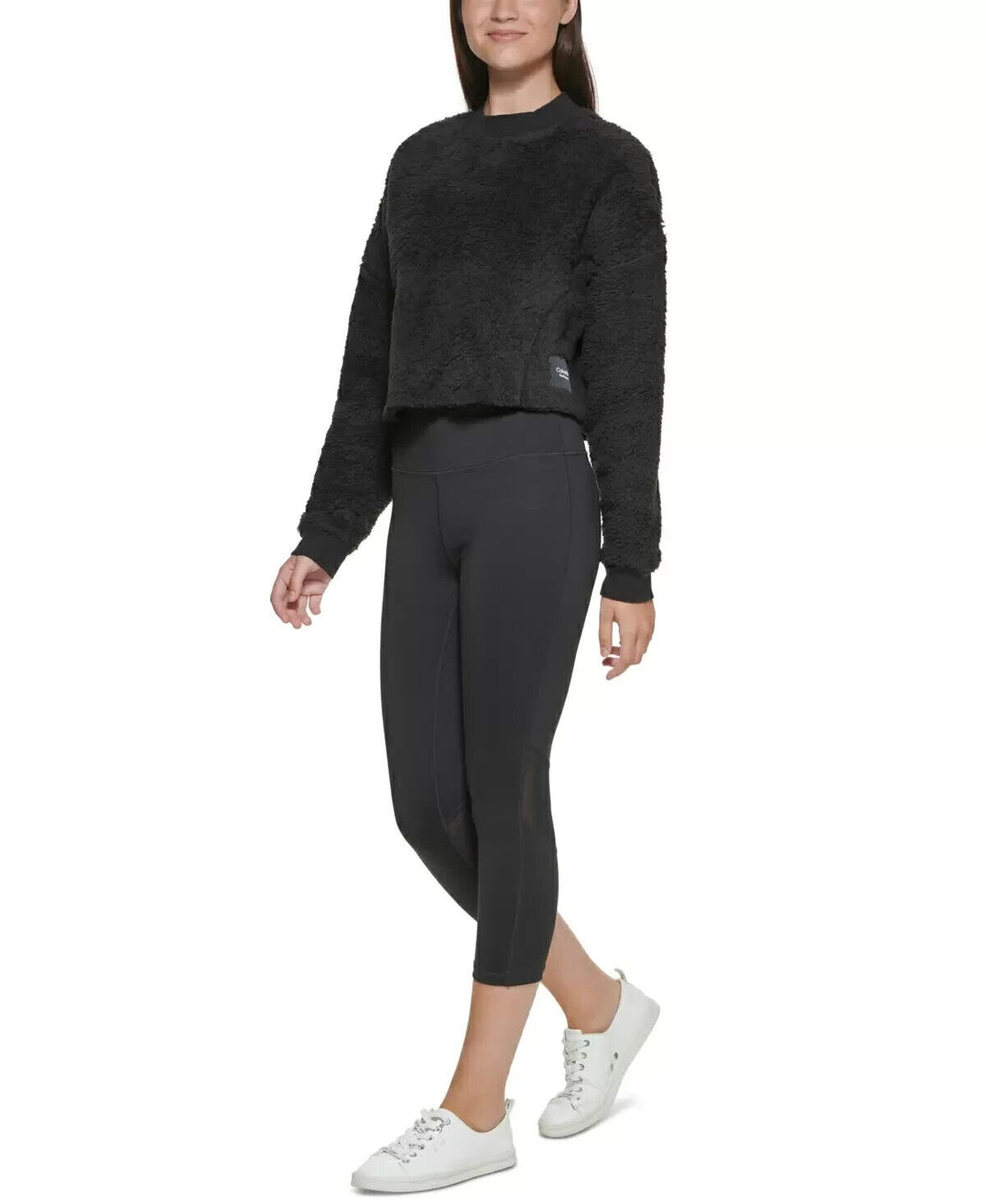 Calvin Klein Performance Faux-Sherpa Cropped Pullover Top