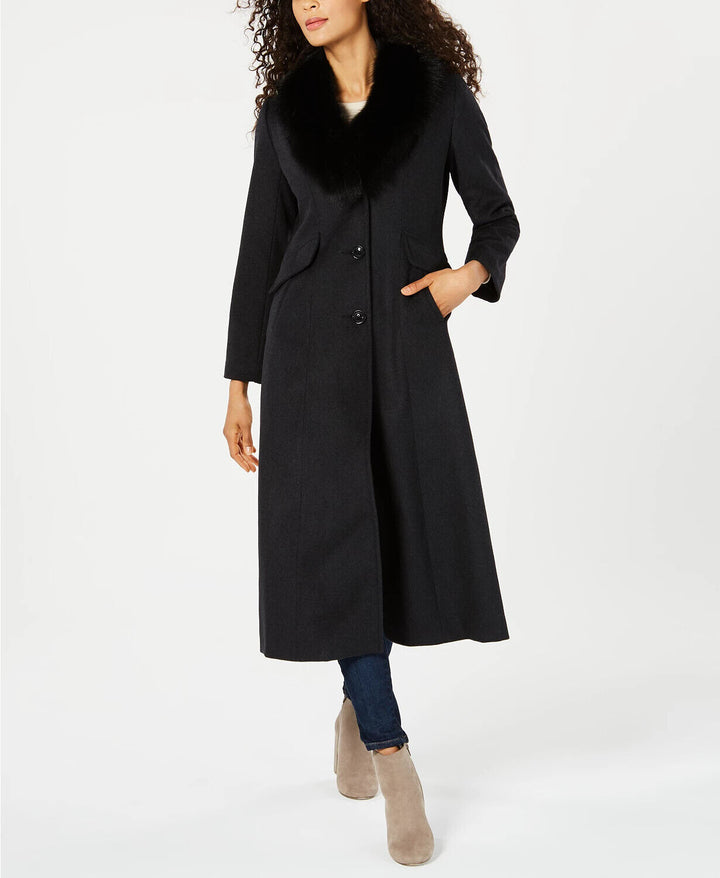 Forecaster Fox-Fur-Collar Maxi Reefer Coat