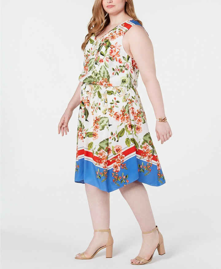 Tommy Hilfiger Plus Size Printed Sleeveless Dress