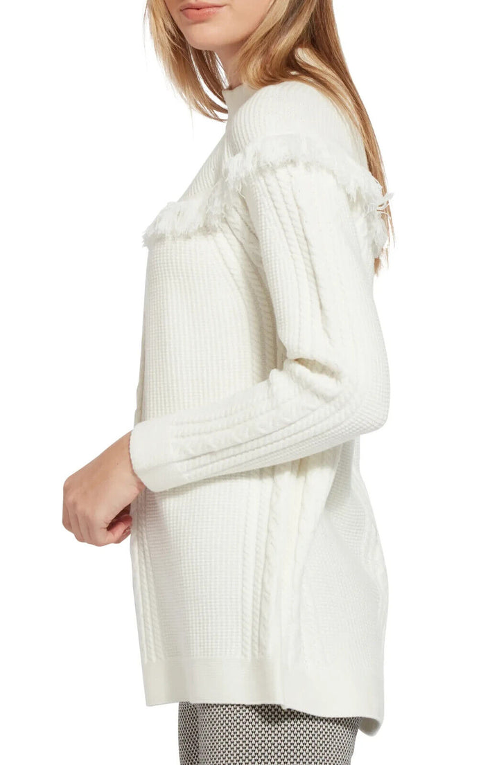 LYSSÉ Getaway Fringe Funnel Neck Sweater