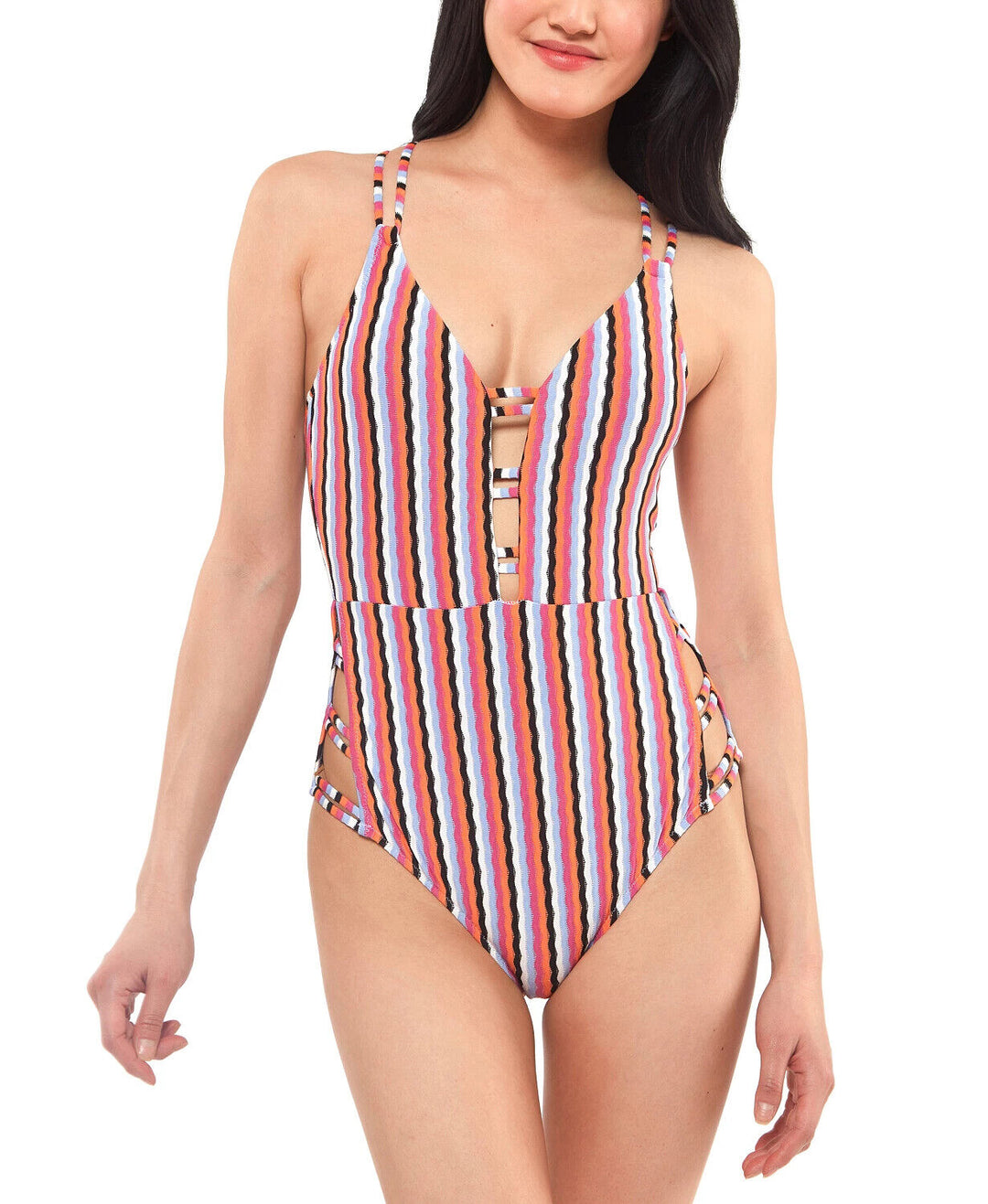 Jessica Simpson Plunge Strappy One-Piece Swimsuit