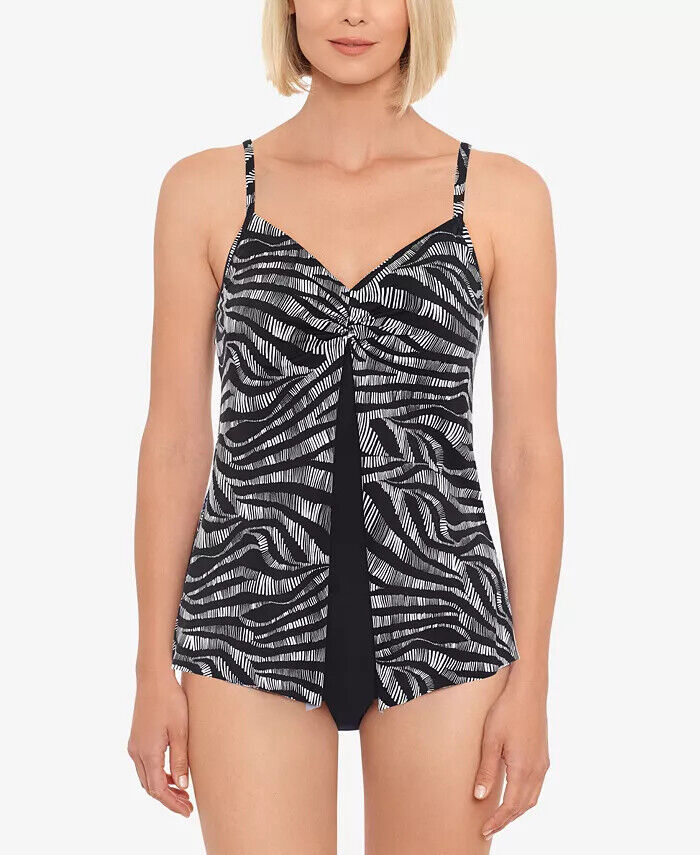 Swim Solutions Reg & Plus Twist-Front Flyaway 1-Pc Swimsuit