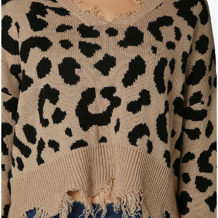 Polly & Esther Juniors' Destructed Animal-Print Sweater