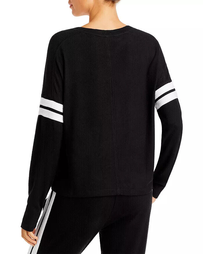AQUA Athletic Stripe Sleeve Knit Sweatshirt