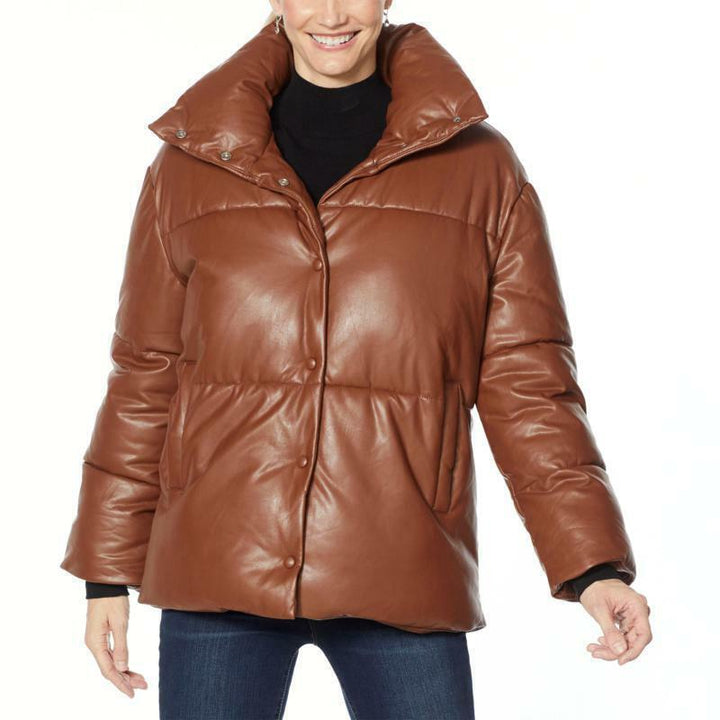 Avec Les Filles Faux-Leather Puffer Coat