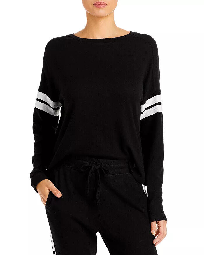 AQUA Athletic Stripe Sleeve Knit Sweatshirt