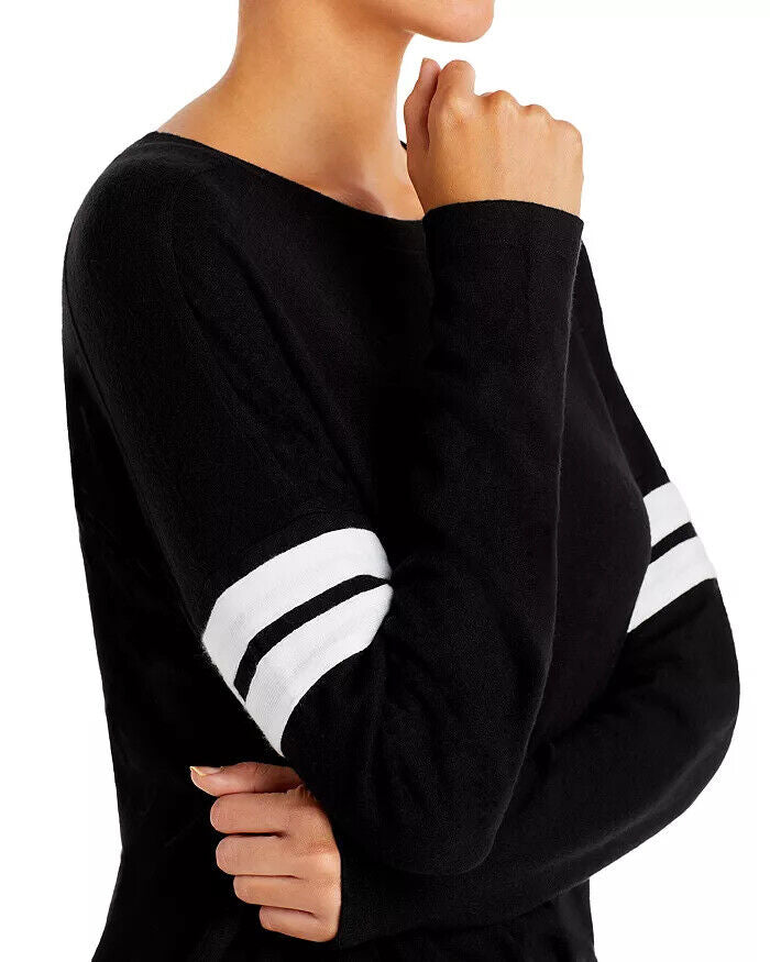 AQUA Athletic Stripe Sleeve Knit Sweatshirt