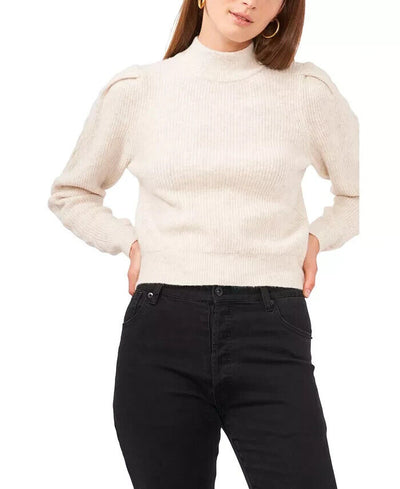1.STATE Puff Sleeve Mock Neck Open Back Sweater