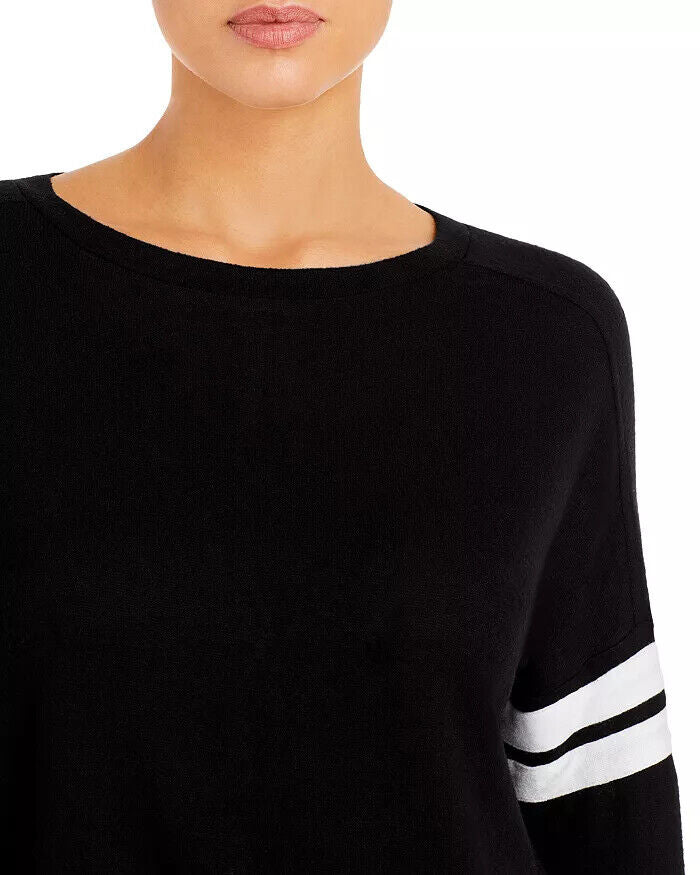 AQUA Athletic Stripe Sleeve Knit Sweatshirt